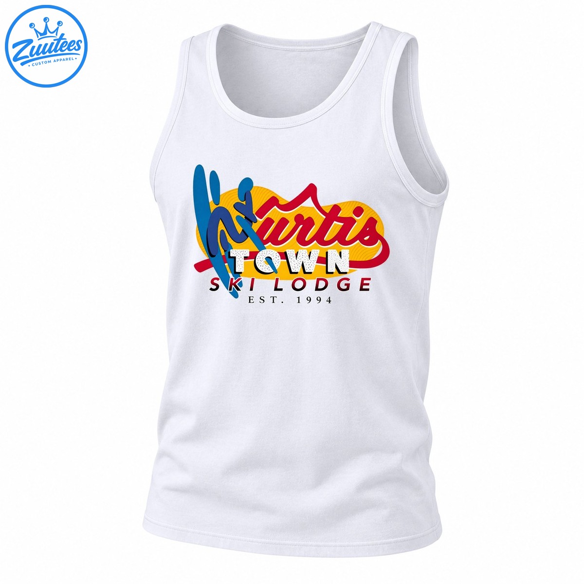 Kurtis Town Ski Lodge Est 1994 Winter Sports Tank Top