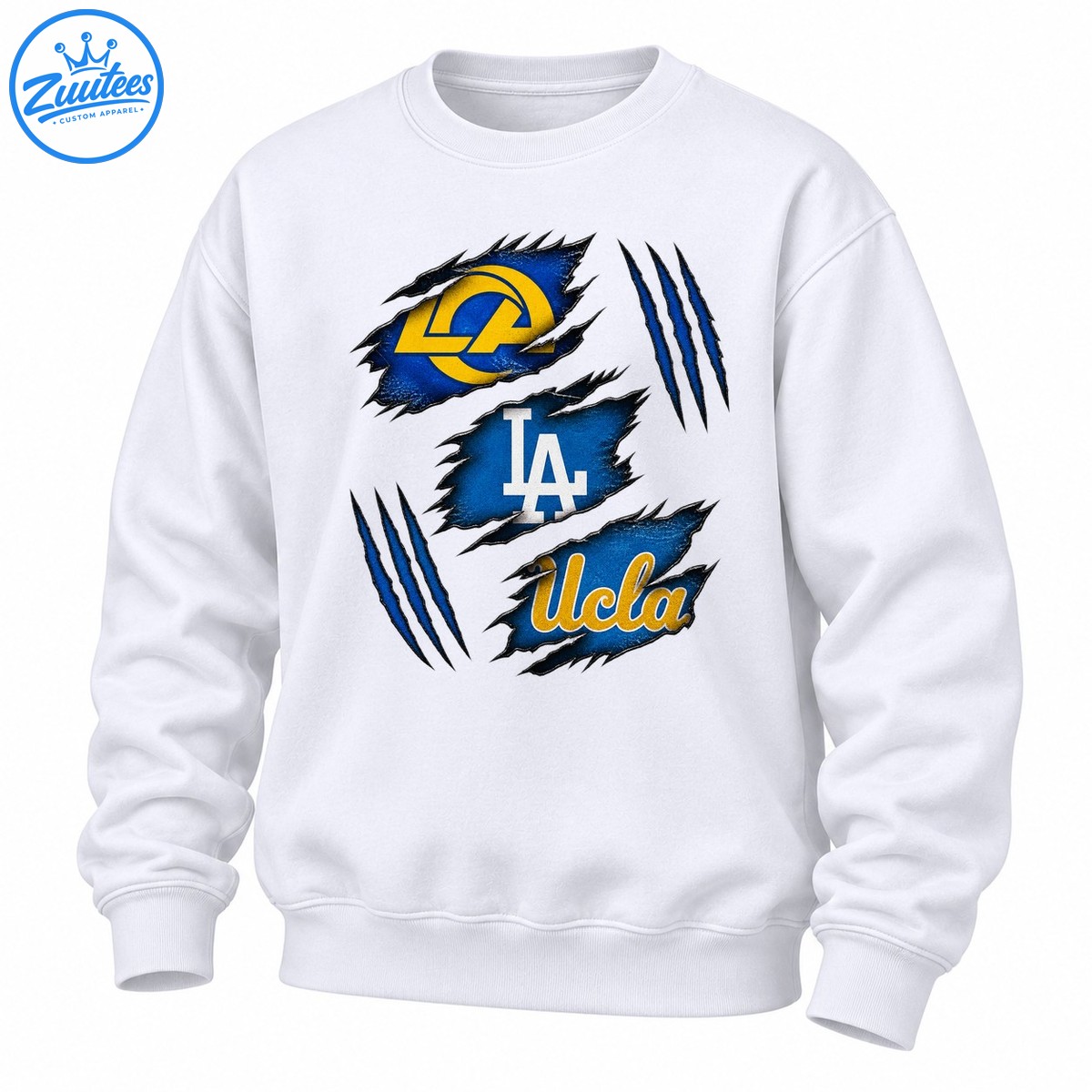 LA Ucla Torn Fabric Effect Claw Marks Sports Sweatshirt