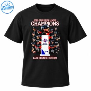 Lake Elsinore Storm 2026 California League Champions shirt design with baseball players and a central trophy