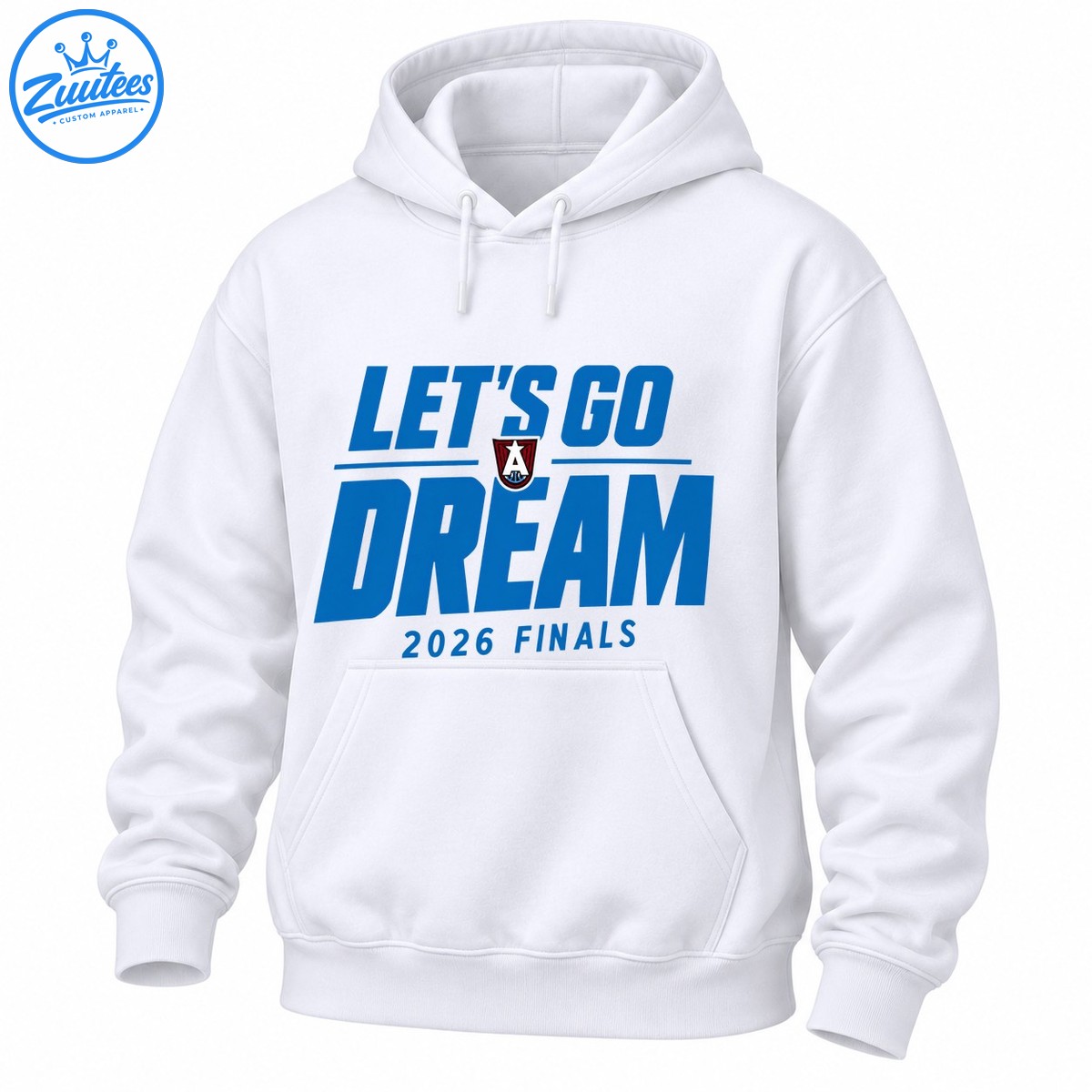 Dream 2026 Finals basketball shirt design with bold blue lettering and a red shield emblem Dream 2026 Finals basketball shirt design with bold blue lettering and a red shield emblem