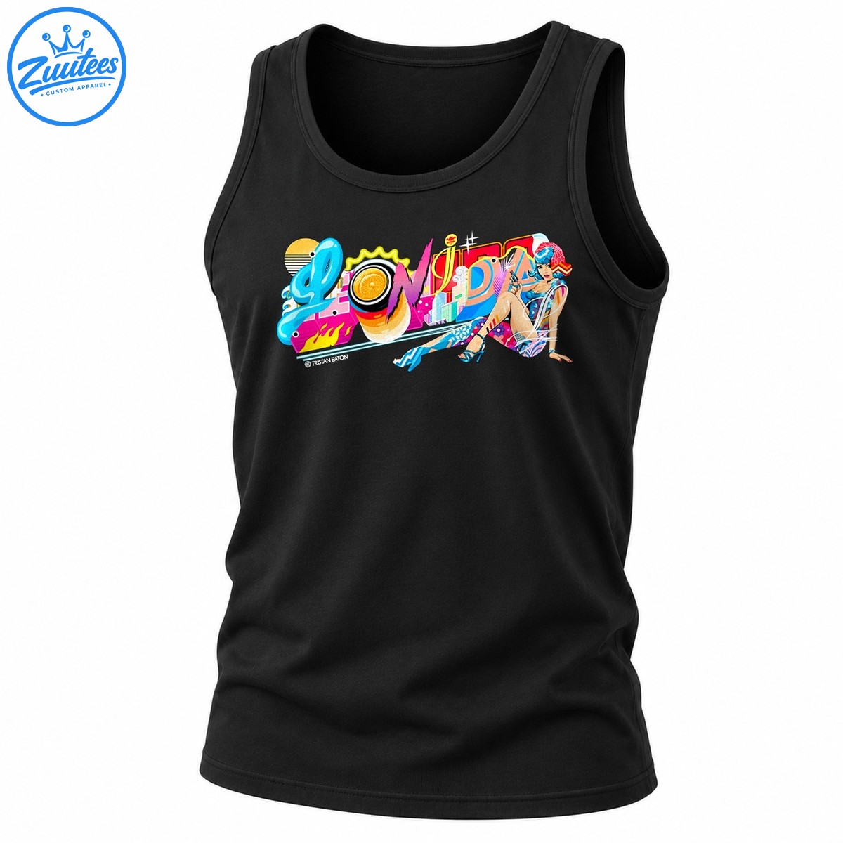 Lonida Neon Retro Futuristic Pop Art Tank Top