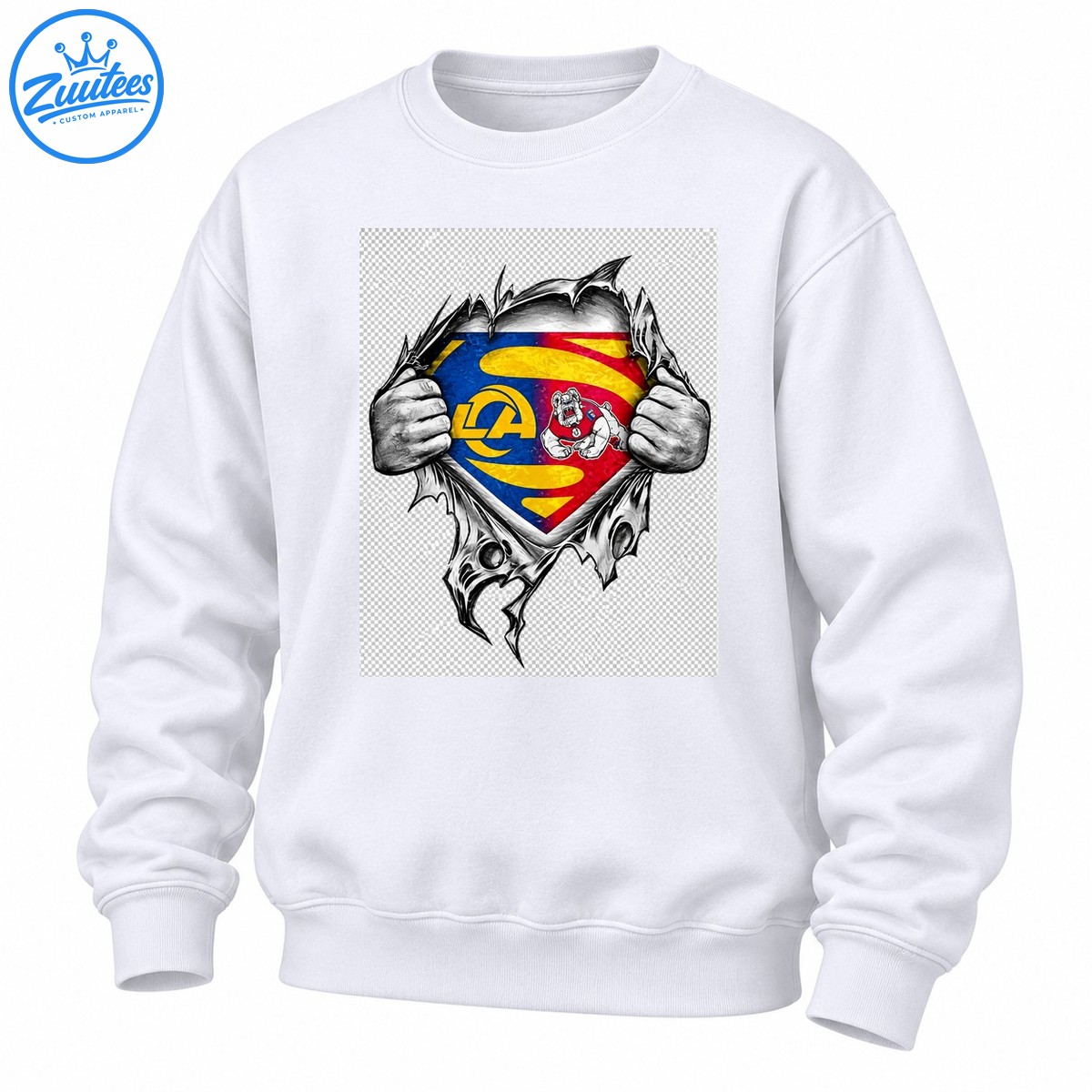 Los Angeles Rams LA Hands Ripping Superman Style Sweatshirt