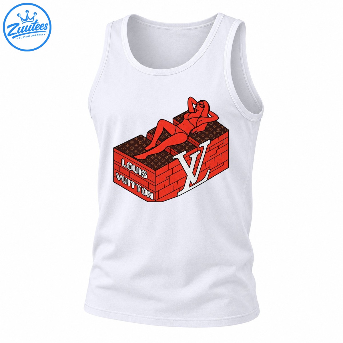 Louis Vuitton Woman Bikini Red Brick Graphic Art Tank Top