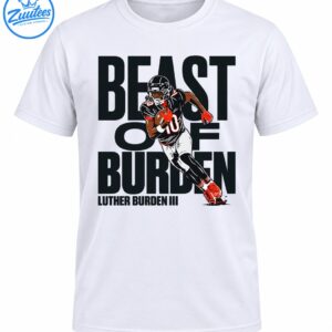 Luther Burden III football graphic with number 10, red gloves, black lettering, and Beast of Burden text