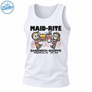 Maid-Rite Sandwich Shoppe Greenville OH Est 1934 retro cartoon sandwich and milkshake graphic