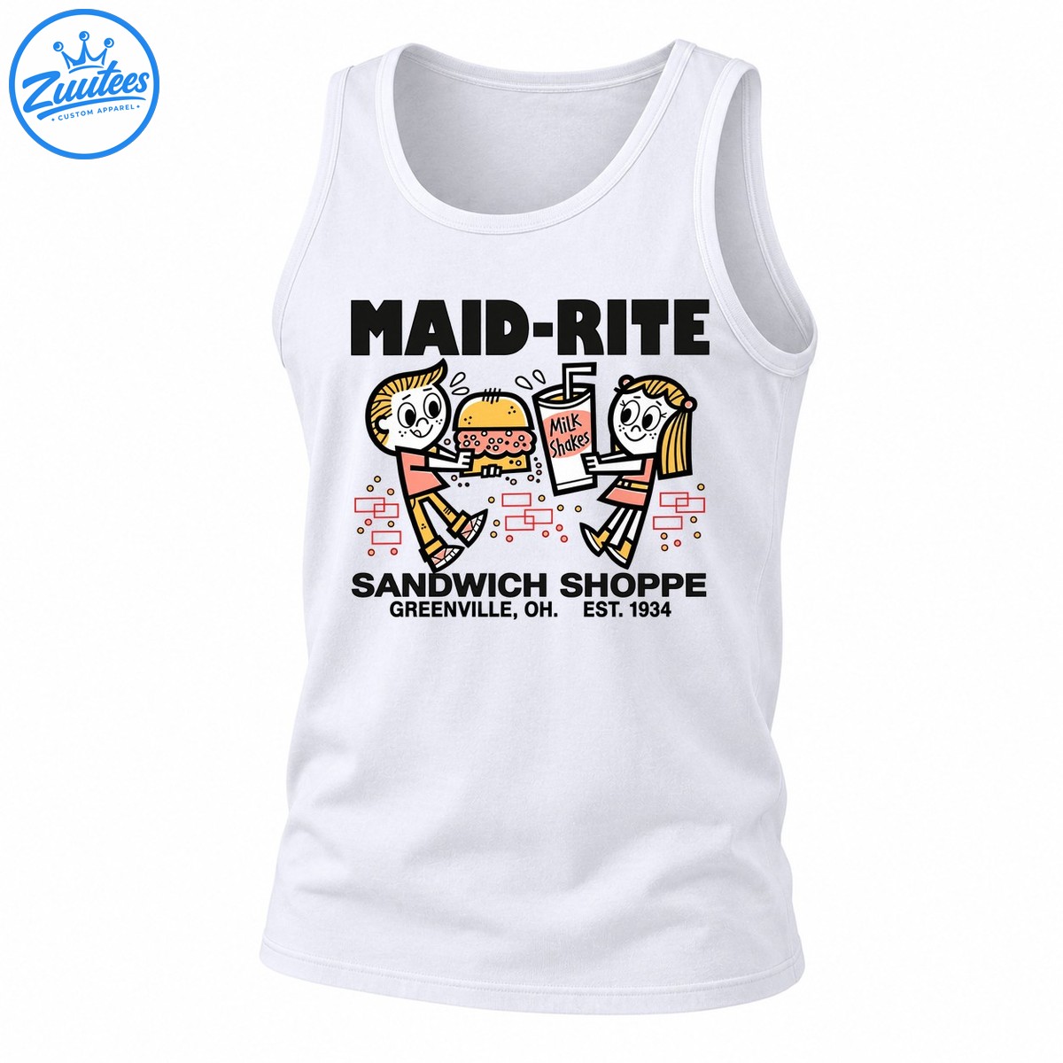 Maid-Rite Sandwich Shoppe Greenville Ohio Est 1934 Retro Diner Tank Top