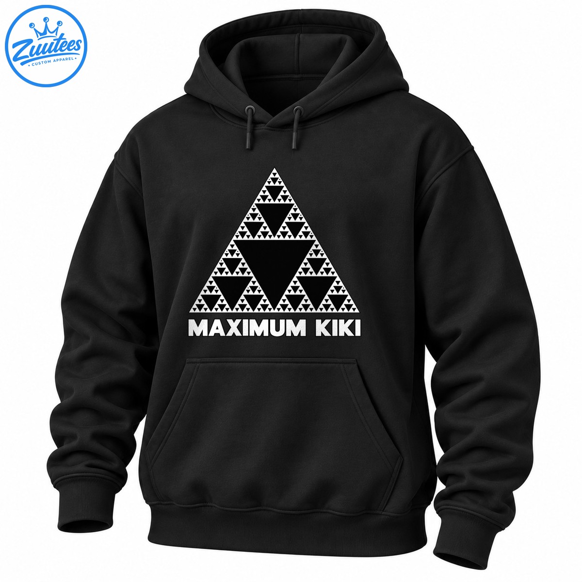 Maximum Kiki shirt design with a black and white Sierpinski triangle fractal and bold MAXIMUM KIKI lettering Maximum Kiki shirt design with a black and white Sierpinski triangle fractal and bold MAXIMUM KIKI lettering