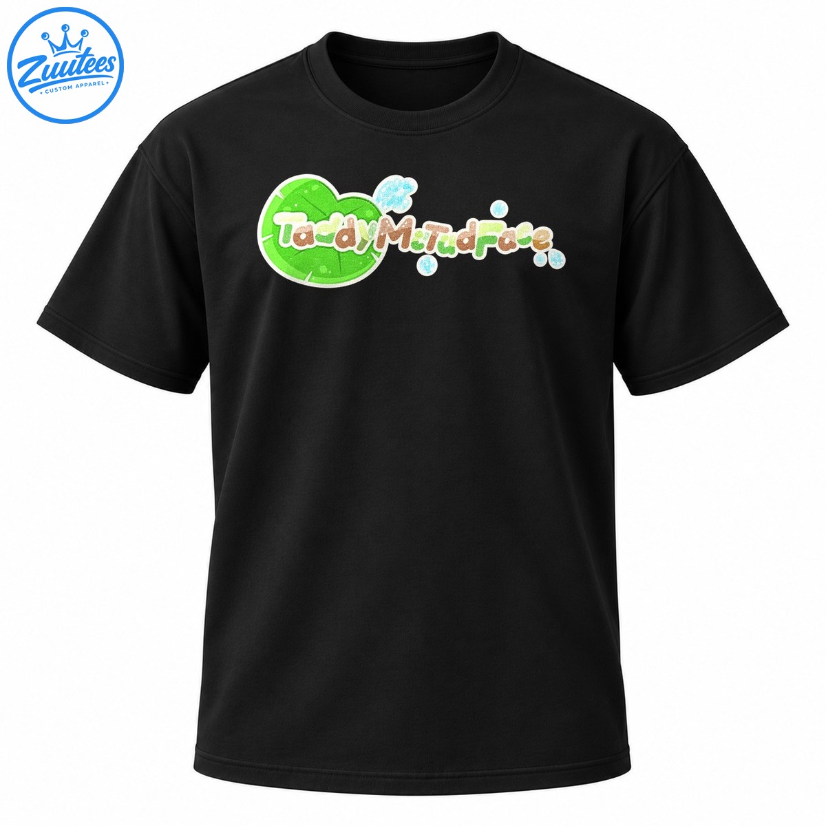 I Love Frogs graphic with a bright green lily pad, playful brown and green lettering, and blue water droplets I Love Frogs graphic with a bright green lily pad, playful brown and green lettering, and blue water droplets