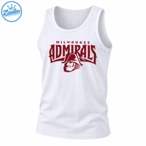 Milwaukee Admirals shirt design with maroon MILWAUKEE ADMIRALS lettering and an admiral mascot in a tricorne hat