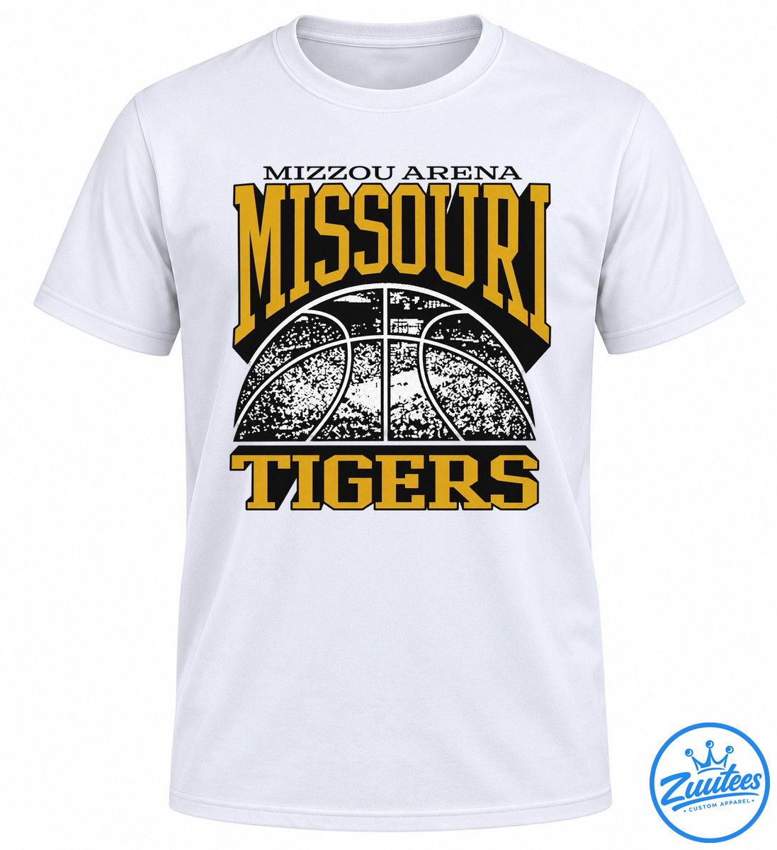 Missouri Tigers basketball graphic featuring gold MISSOURI and TIGERS lettering with a distressed black and white basketball court Missouri Tigers basketball graphic featuring gold MISSOURI and TIGERS lettering with a distressed black and white basketball court