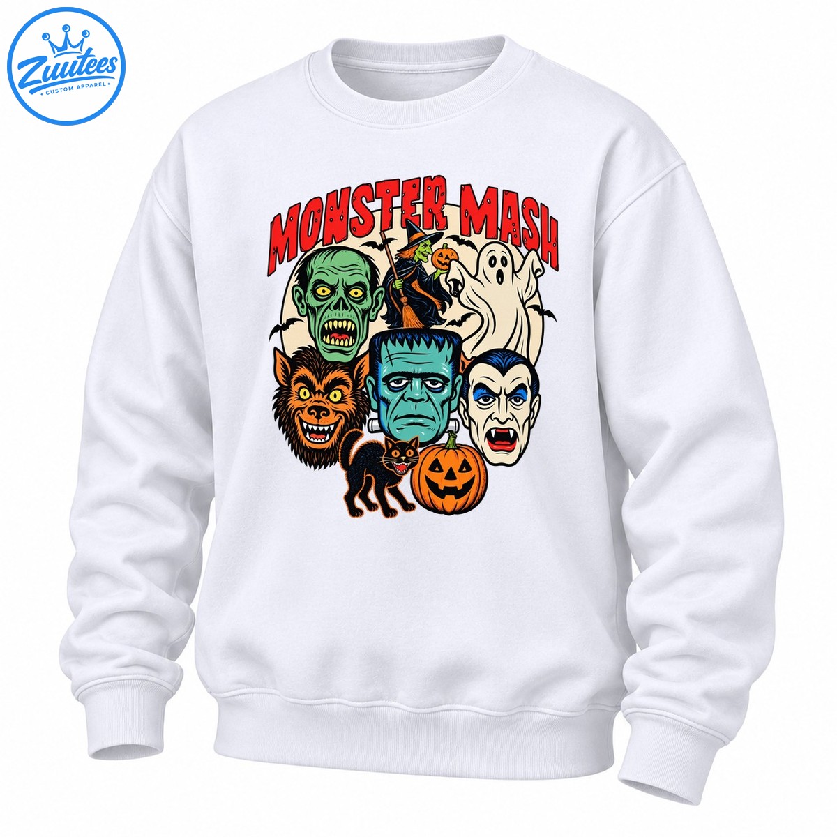 Monster Mash Halloween Characters Frankenstein Sweatshirt