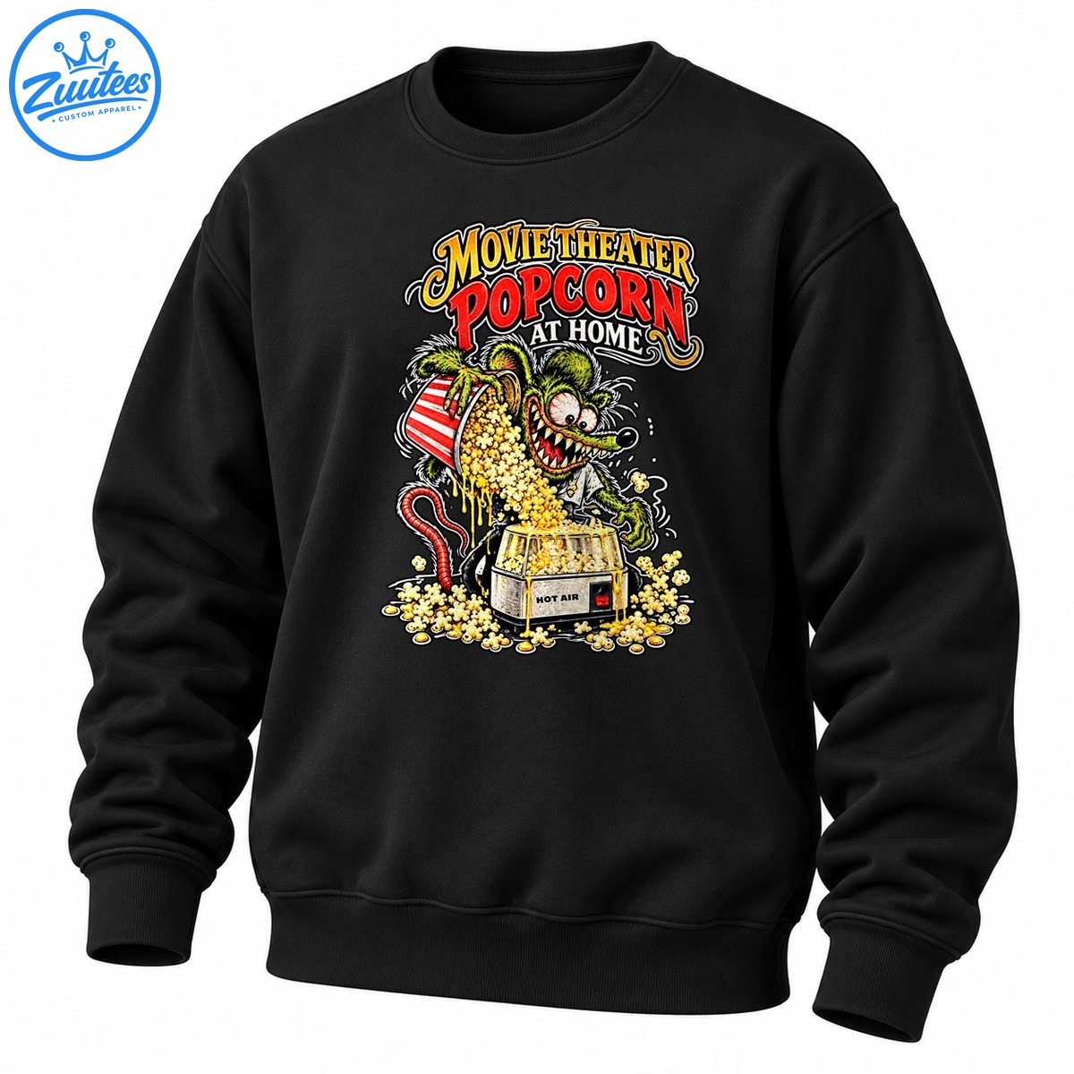 Movie Theater Popcorn At Home Retro Rat Monster Sweatshirt