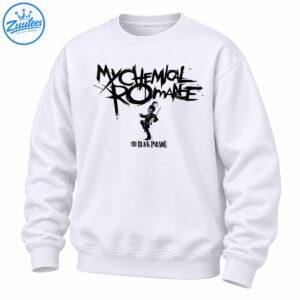 Black distressed My Chemical Romance lettering with a marching skeleton mascot and The Black Parade text