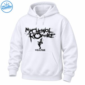 Black distressed My Chemical Romance lettering with a marching skeleton mascot and The Black Parade text