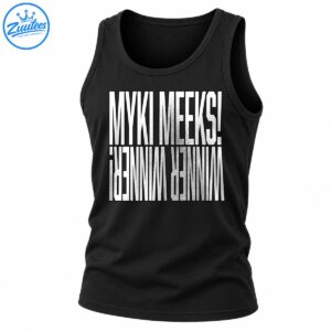 Myki Meeks graphic design with distressed white uppercase lettering and inverted mirrored text below