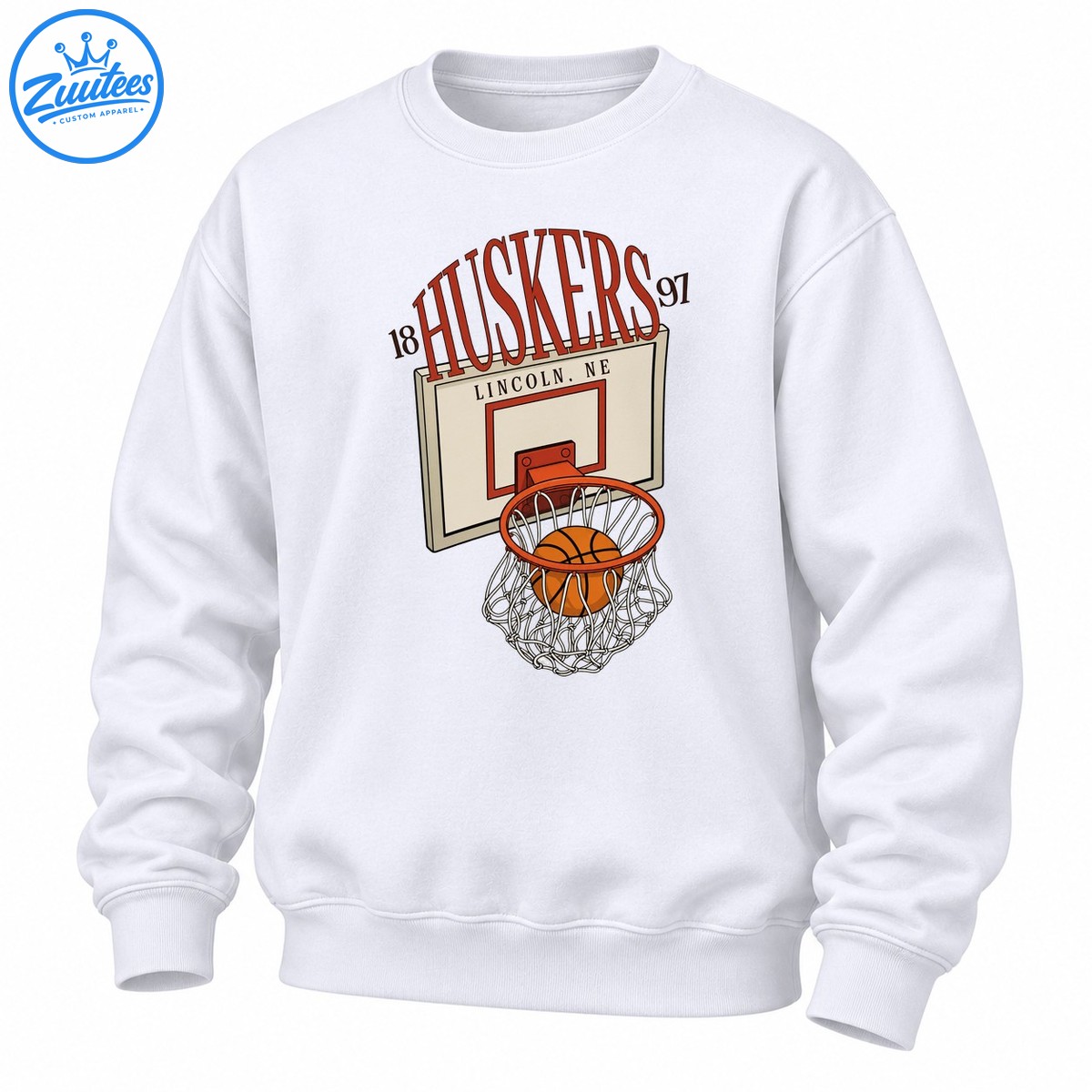 Nebraska Huskers Basketball Hoop Lincoln 1897 Sweatshirt