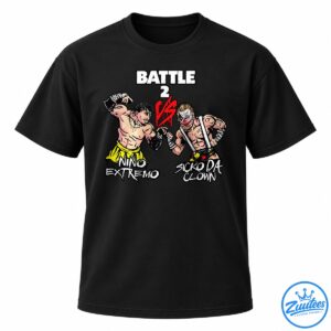 Nino Extremo versus Sicko Da Clown Battle 2 artwork with muscular fighters, red graphics, and distressed white lettering.