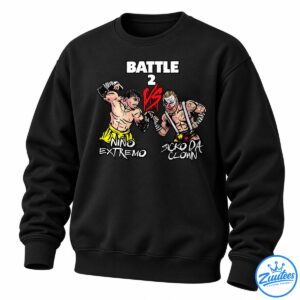 Nino Extremo versus Sicko Da Clown Battle 2 artwork with muscular fighters, red graphics, and distressed white lettering.