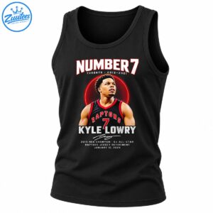 Kyle Lowry tribute design with Number 7, Toronto 2012–2021 text, black jersey, red halo, and career milestones