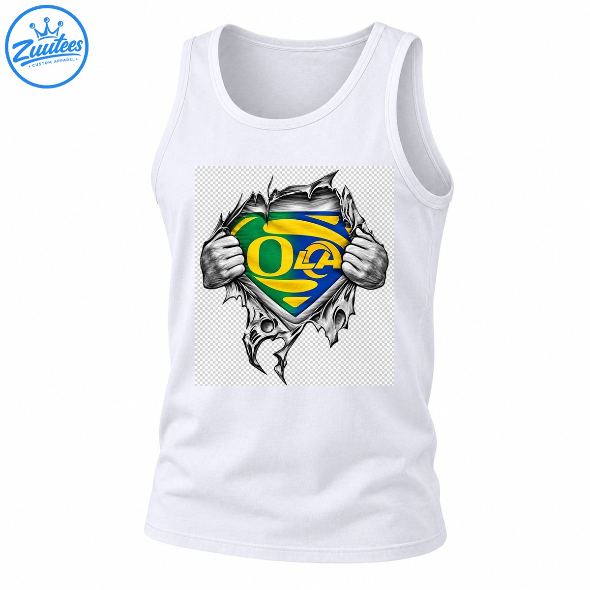 O LA Football Shield Hands Ripping Open Graphic Tank Top