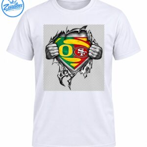 O and SF split-color shield with grayscale hands tearing through jagged edges in a comic-inspired graphic