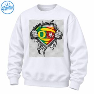 O and SF split-color shield with grayscale hands tearing through jagged edges in a comic-inspired graphic