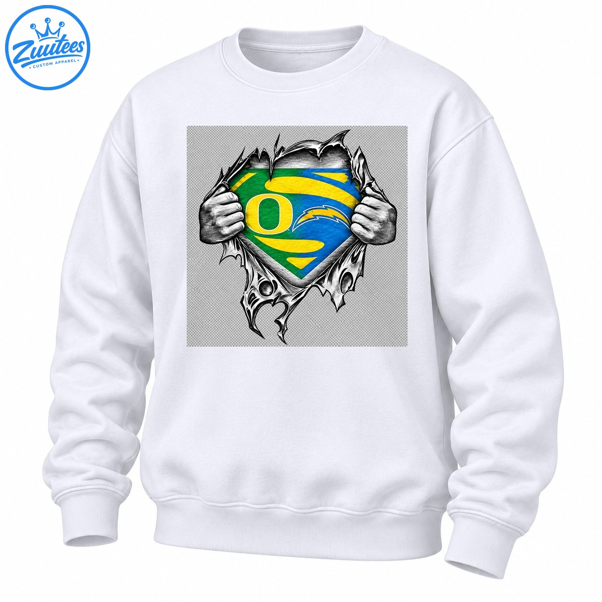 Oregon Ducks Inspired Ripping Chest Graphic Sweatshirt