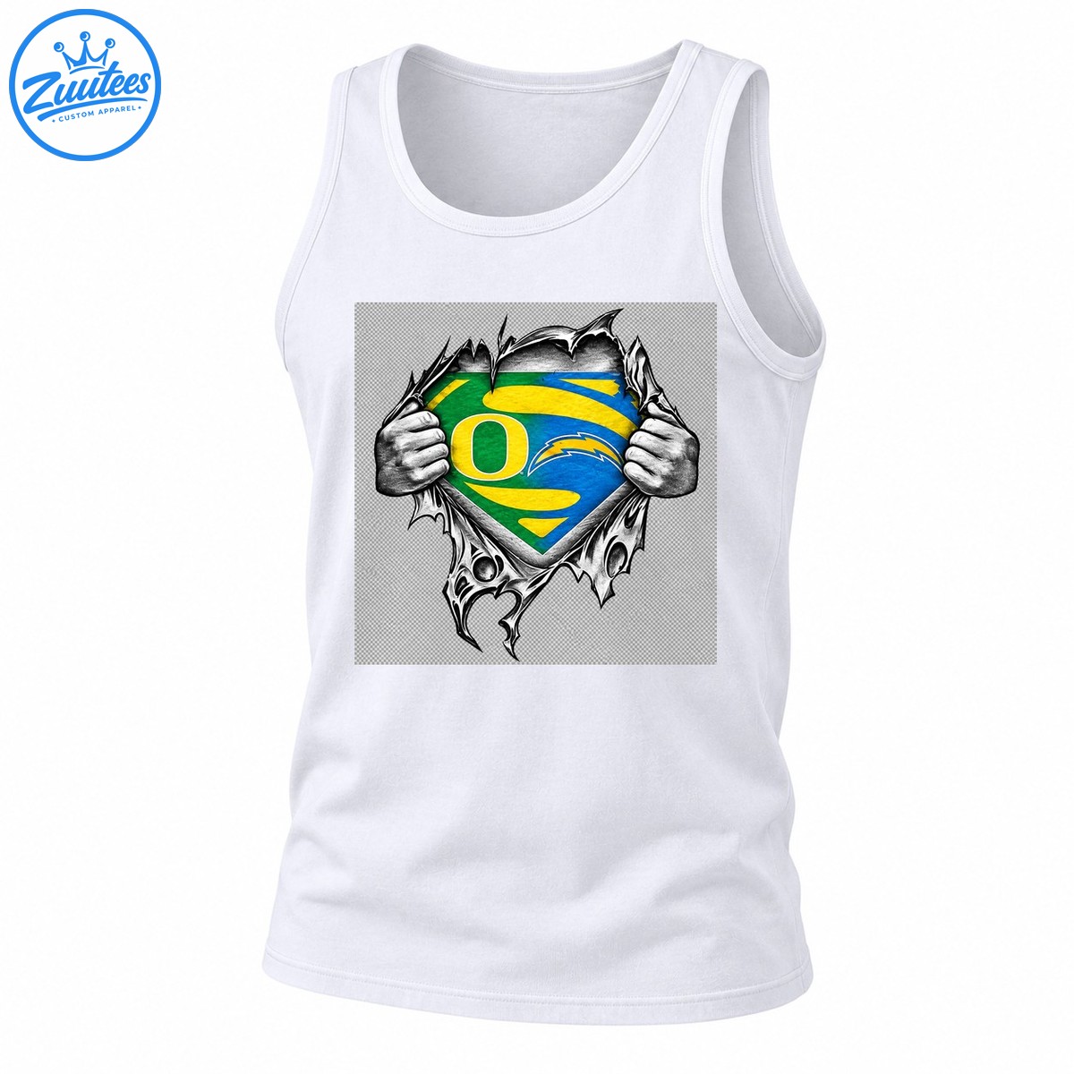Oregon Ducks Inspired Ripping Chest Graphic Tank Top