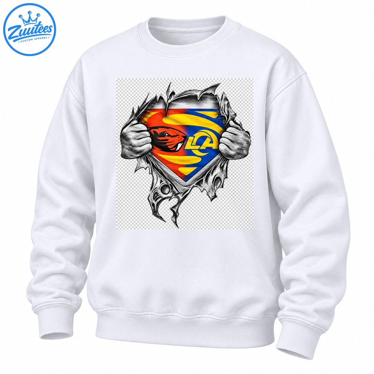 Oregon State Beavers and LA Rams Torn Jersey Sweatshirt