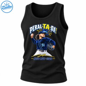 Peral Ta Da baseball graphic with a navy number 51 pitcher, magician hat, gold accents, and ALCS MVP 2026 text