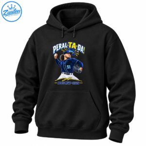 Peral Ta Da baseball graphic with a navy number 51 pitcher, magician hat, gold accents, and ALCS MVP 2026 text