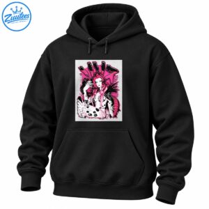 Pink-haired fantasy heroine in black and white armor with vivid pink graffiti, spikes, and distressed comic-style details