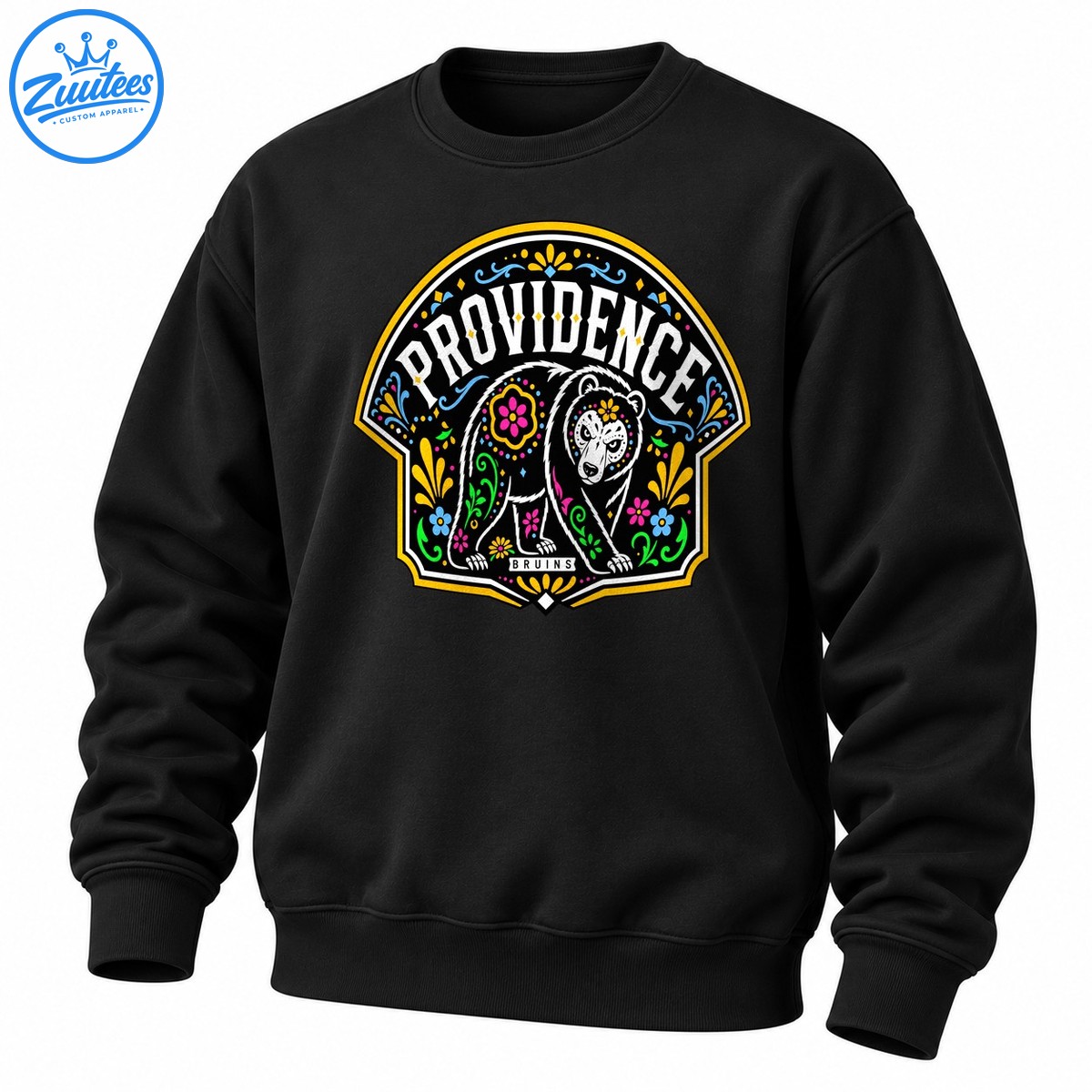 Providence Bruins Sugar Skull Bear Floral Art Sweatshirt