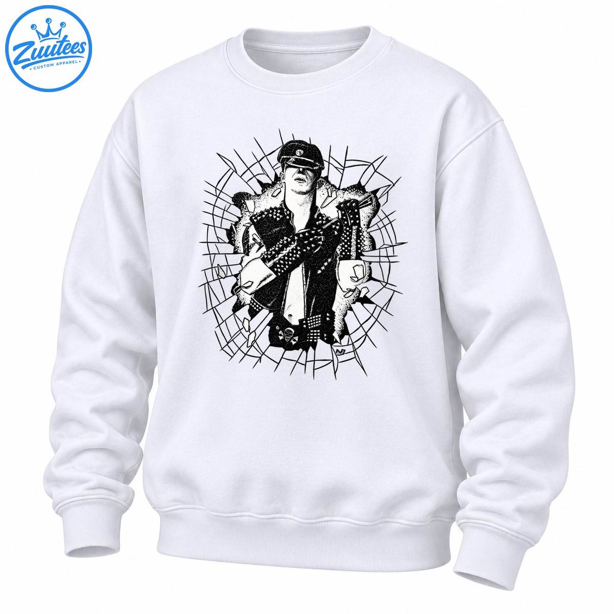 Punk Rocker Shattered Glass Black And White Graphic Sweatshirt