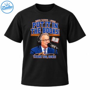 Put It In The Books Thank You Howie Mets Radio 2026 shirt design with a broadcaster, microphone, and open book
