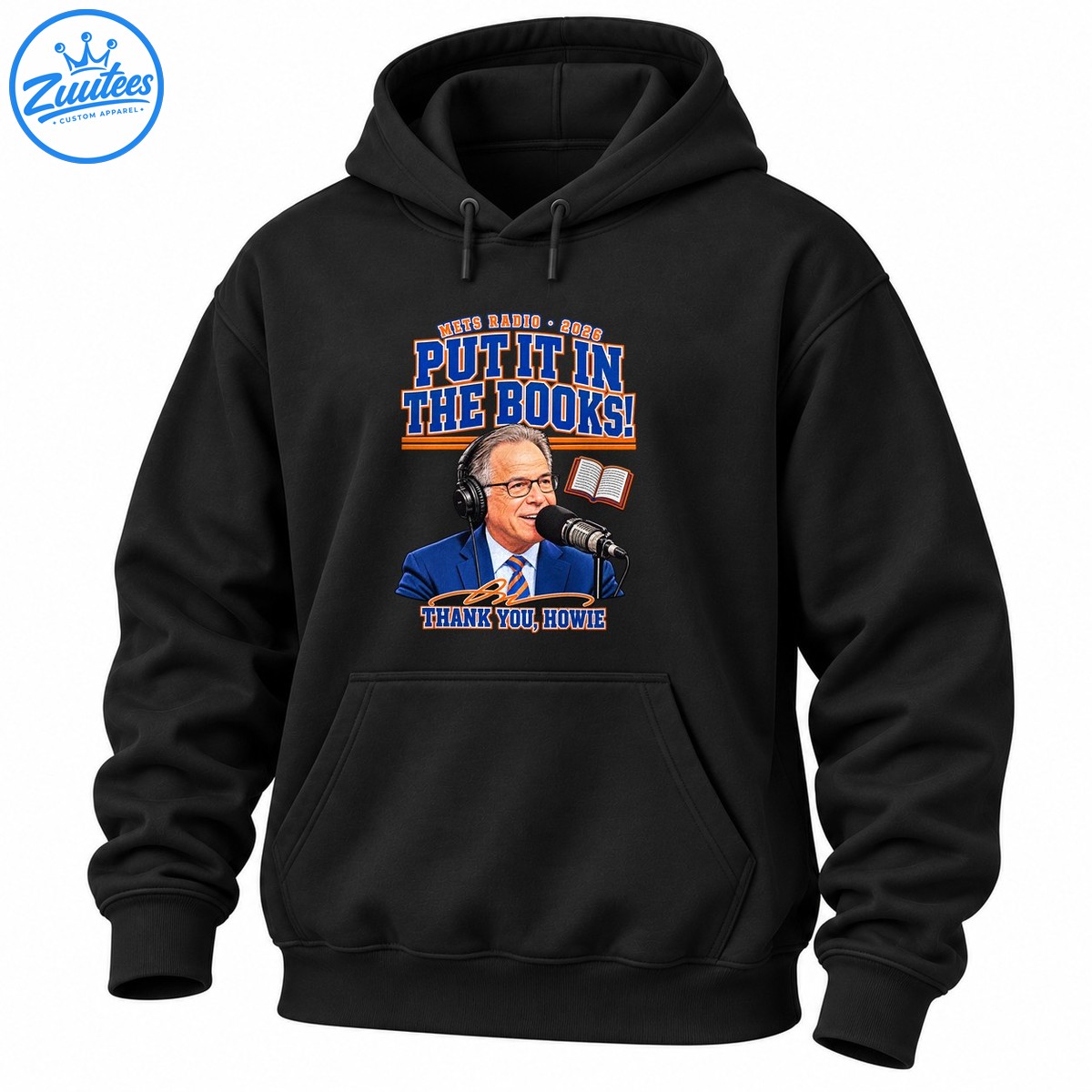 Put It In The Books Thank You Howie Mets Radio 2026 shirt design with a broadcaster, microphone, and open book Put It In The Books Thank You Howie Mets Radio 2026 shirt design with a broadcaster, microphone, and open book