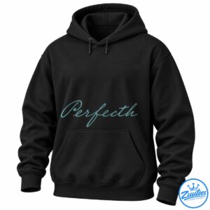 Muted teal cursive Perfecth lettering with dark textured outlines in a flowing script design