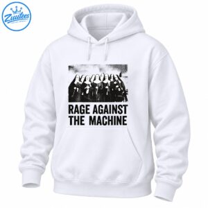 Black-and-white distressed graphic of nuns above bold RAGE AGAINST THE MACHINE lettering