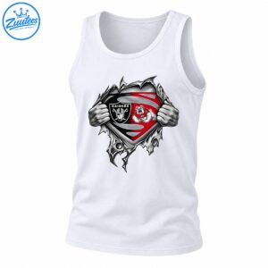 Ripped-fabric sports graphic with grayscale hands, a black RAIDERS shield, a red bulldog emblem, and silver details
