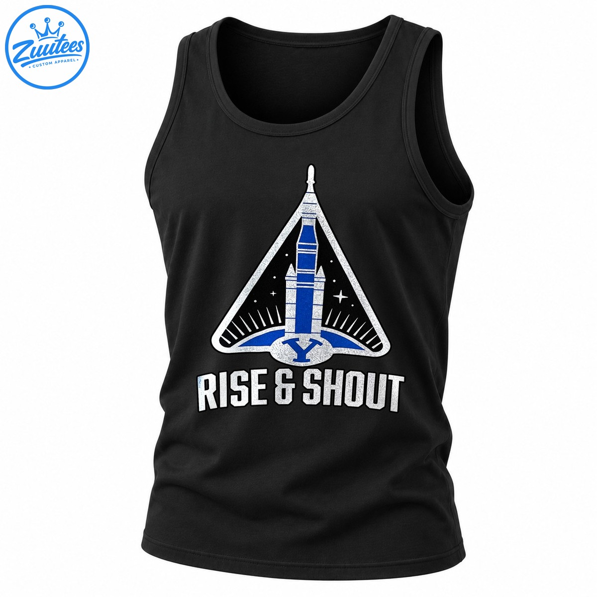 Rise And Shout Blue Rocket Vintage Graphic Tank Top