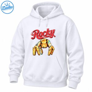 Rocky distressed red script above a golden-orange stone creature with turquoise accents and rugged outlines