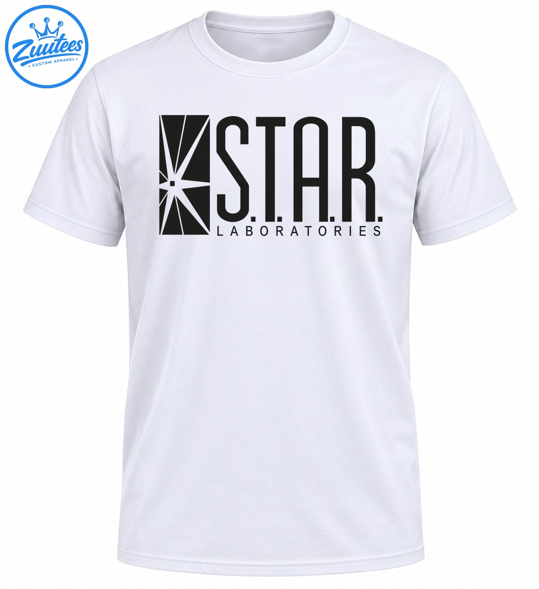 S.T.A.R. Laboratories shirt design with bold black lettering and an angular geometric starburst emblem S.T.A.R. Laboratories shirt design with bold black lettering and an angular geometric starburst emblem