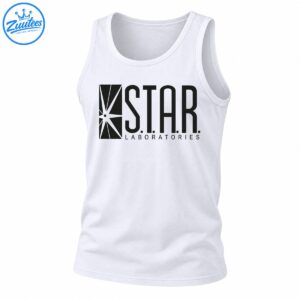 S.T.A.R. Laboratories shirt design with bold black lettering and an angular geometric starburst emblem