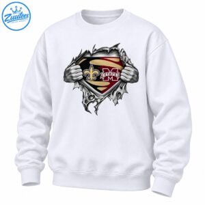 Hands ripping open a graphic with a gold fleur-de-lis, maroon STATE M emblem, and black, white, and gold details