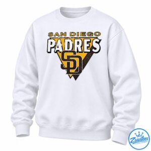 San Diego Padres shirt design with distressed gold shield, white PADRES lettering, and brown interlocking SD logo.