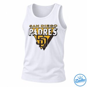 San Diego Padres shirt design with distressed gold shield, white PADRES lettering, and brown interlocking SD logo.