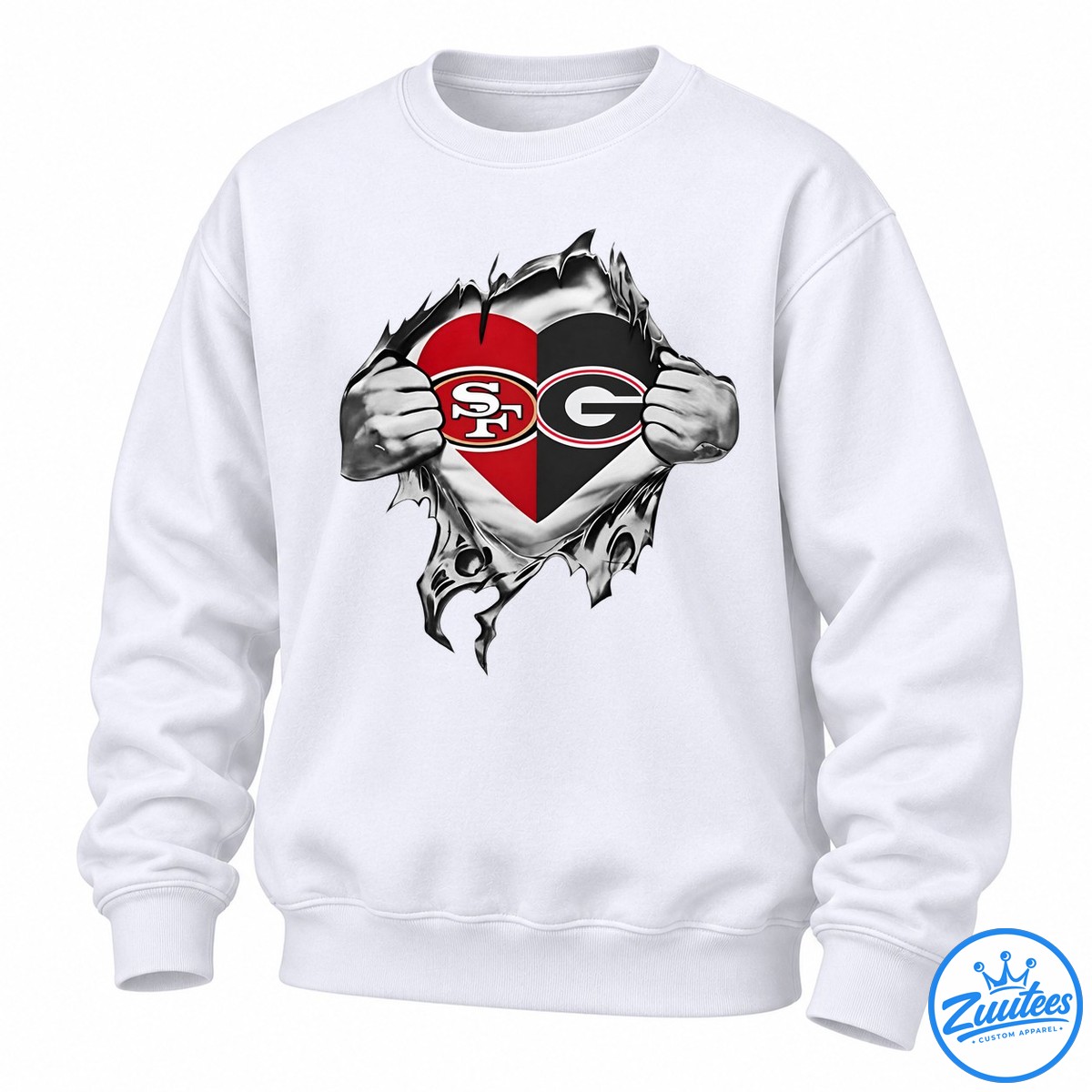 San Francisco 49ers And Georgia Bulldogs Heart Logo Sweatshirt