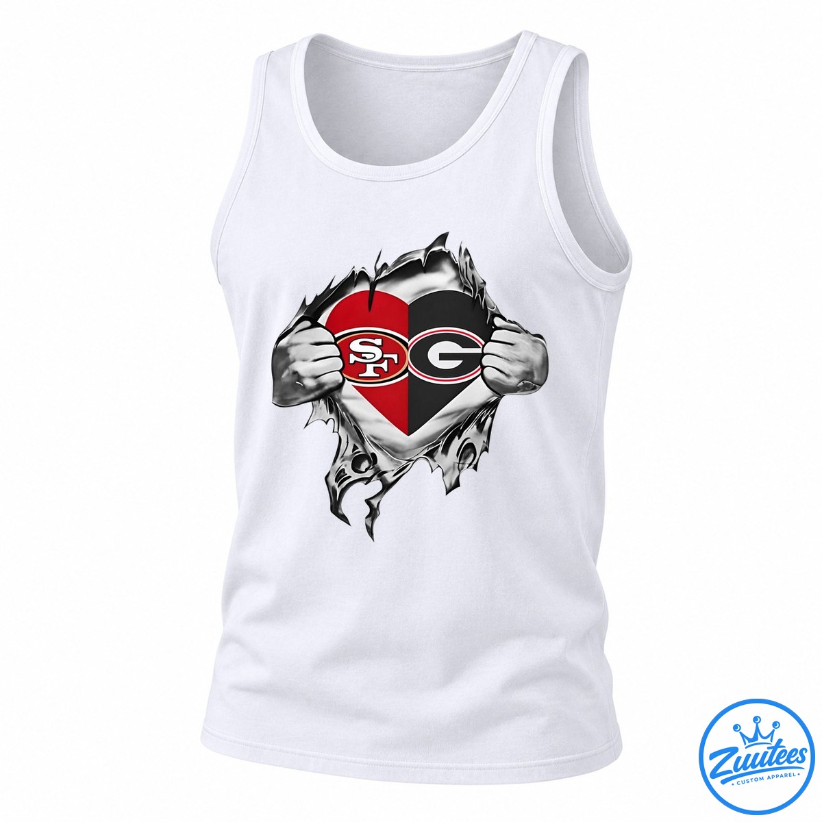 San Francisco 49ers And Georgia Bulldogs Heart Logo Tank Top