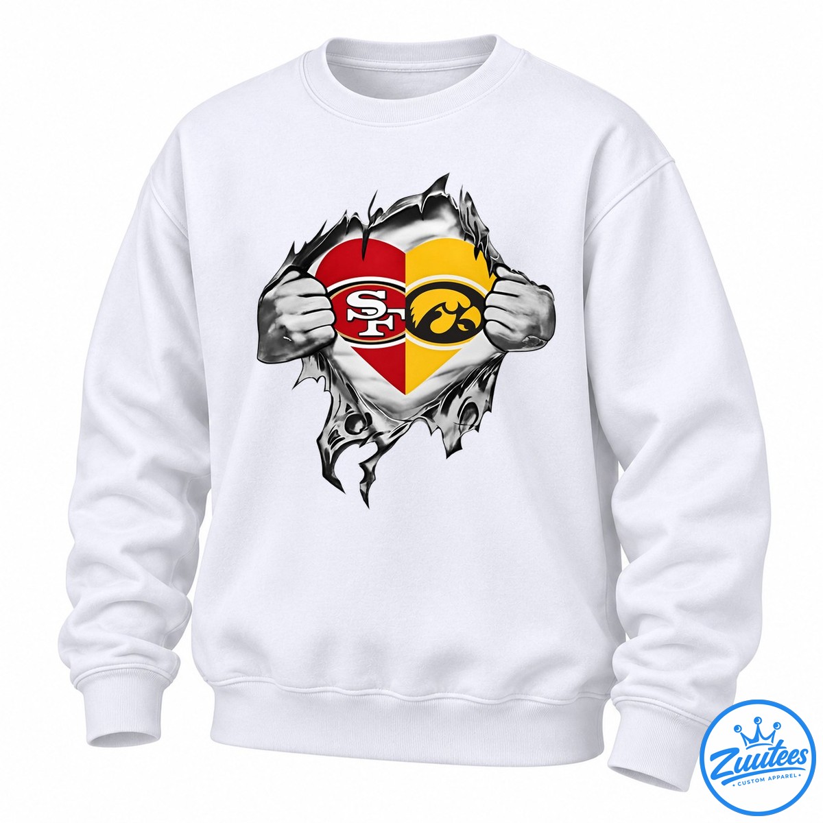 San Francisco 49ers And Iowa Hawkeyes Heart Logo Sweatshirt