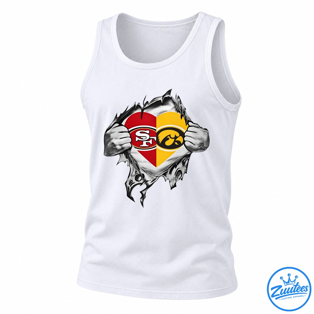 San Francisco 49ers And Iowa Hawkeyes Heart Logo Tank Top